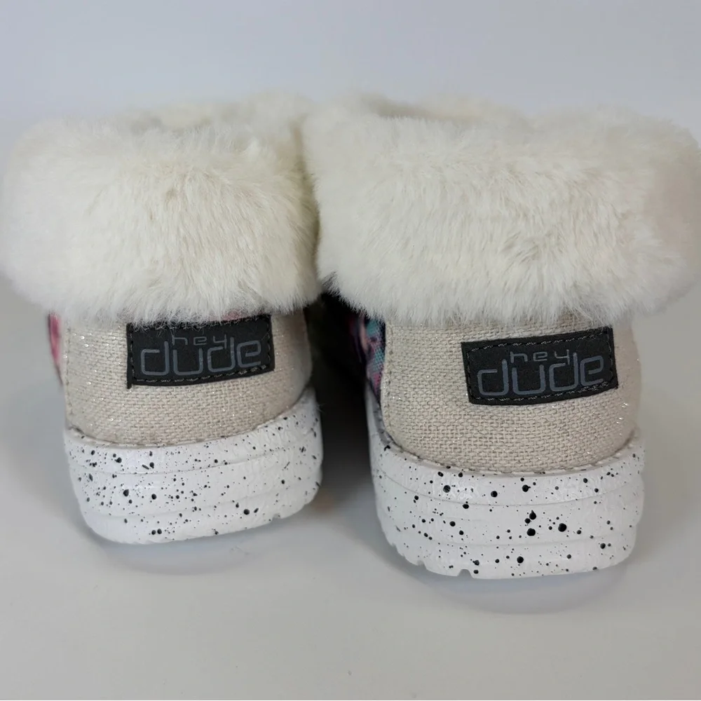 Hey Dude Britt Youth Y3 - L4 EU 35 Navy Pink Tie Dye Boho Boot Faux Fur‎